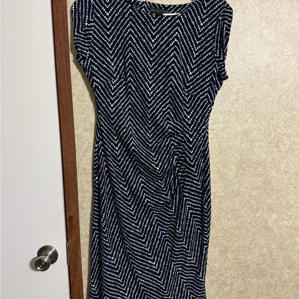 Elegant Black and White Chevron Dress